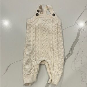 Hanna Andersson beige knit overalls, 3-6m (60 cm)